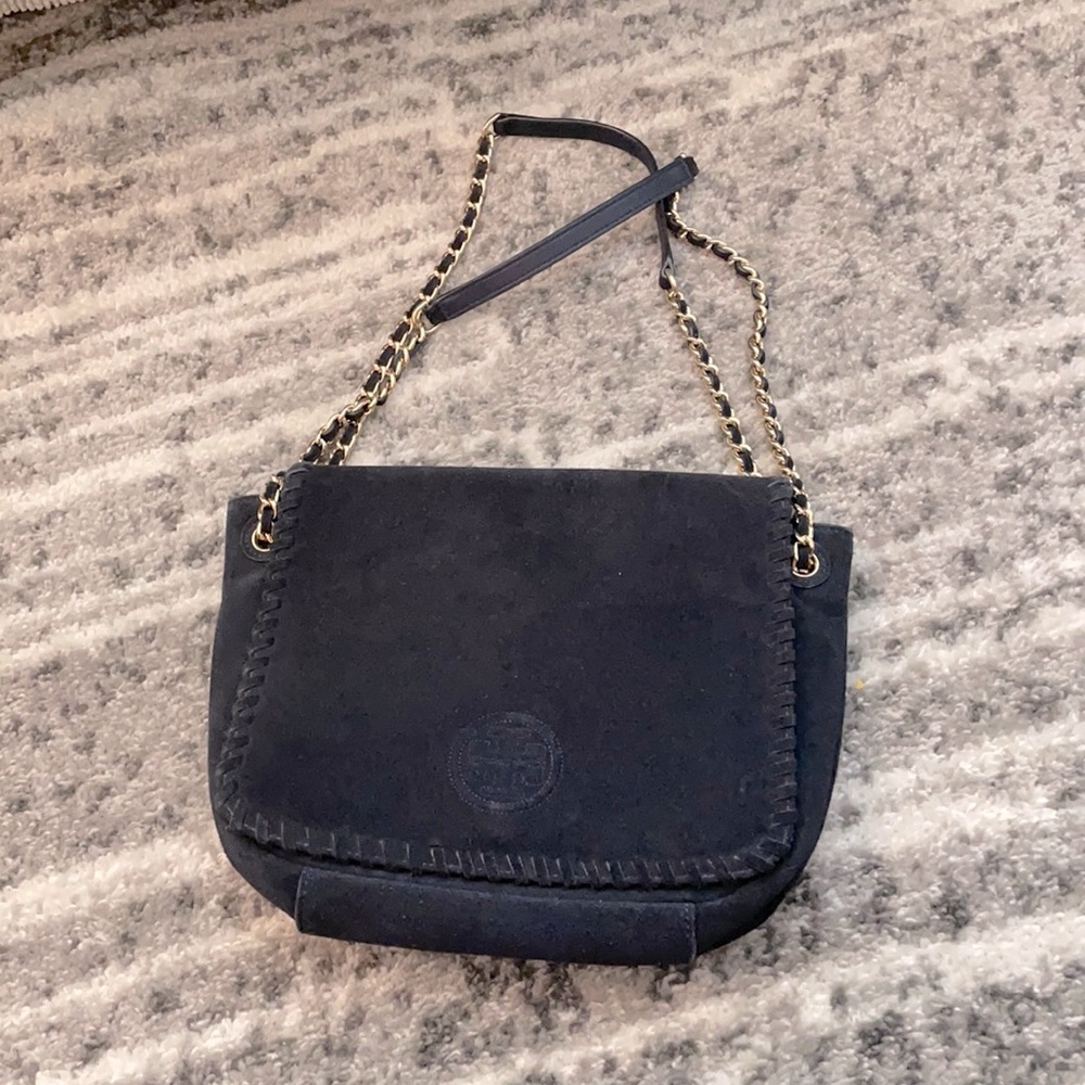 Tory Burch Navy Blue Suede Bag